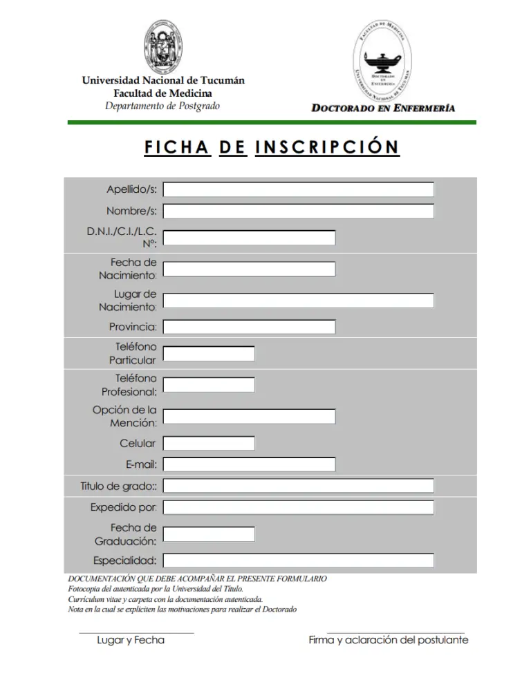El Doctorado: Enfermería 1 Ficha de Inscripción