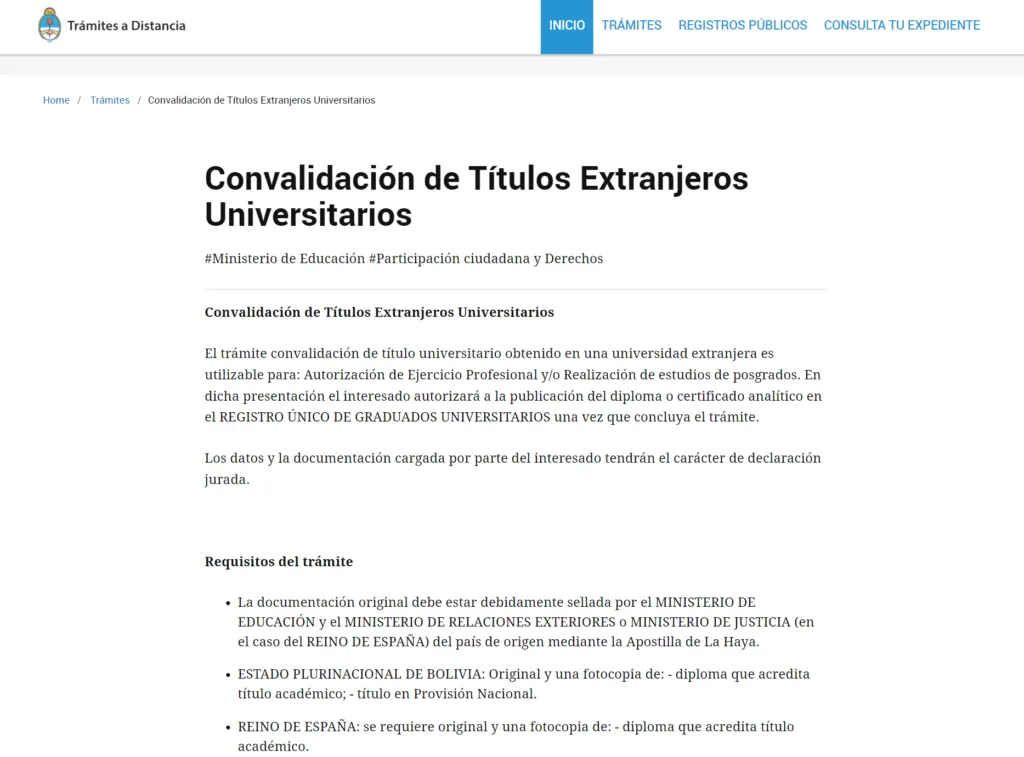 Convalidación de estudios